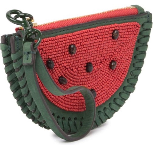 Authentic TORY BURCH Leather/beads watermelon top zip wristlet - Picture 10 of 12